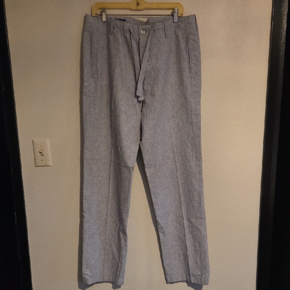 Perry Ellis Men's Light Gray Linen Pants